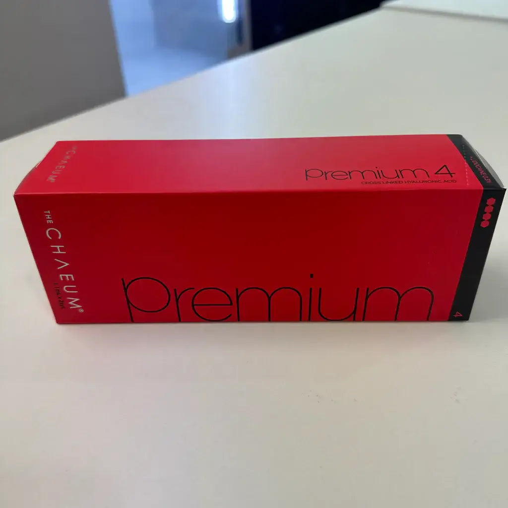 CHAEUM PREMIUM No.4 packaging for volumizing filler, ideal for facial contour enhancement and deep sculpting.