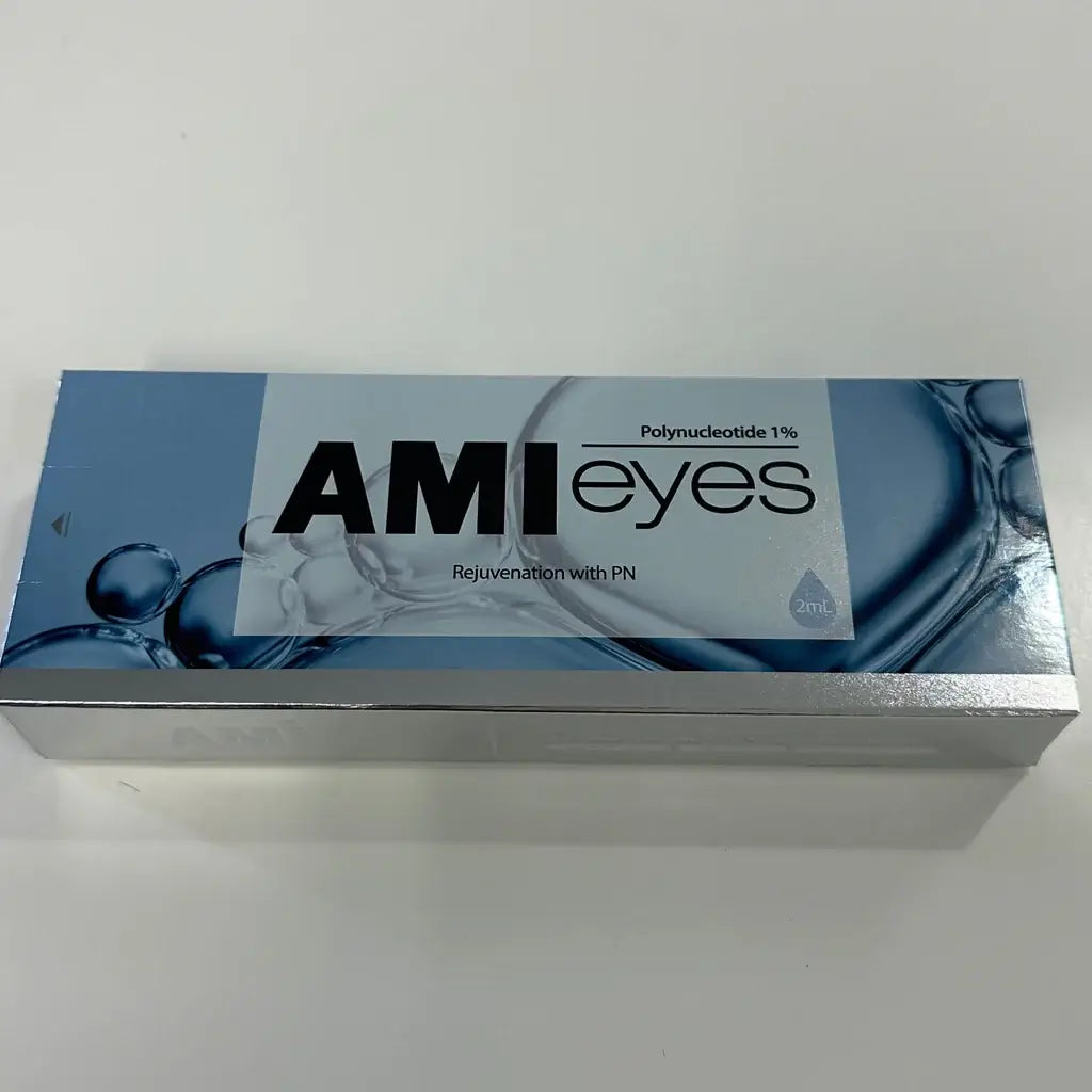 AMI Eyes box for under-eye rejuvenation with PDRN, targeting dark circles and puffiness.