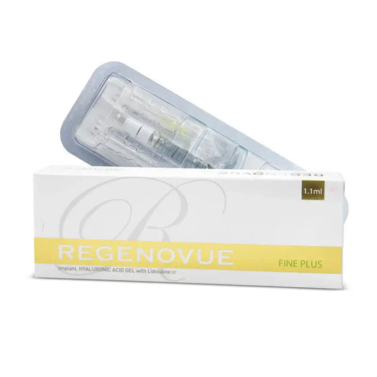Regenovue Fine 1.1ml soft hyaluronic acid gel for fine lines and smooth skin treatment.