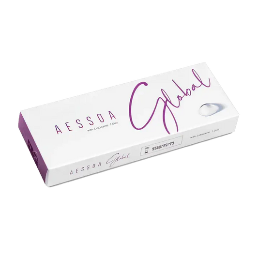 AESSOA Global hyaluronic acid gel box with Lidocaine for rejuvenation and nutrination.