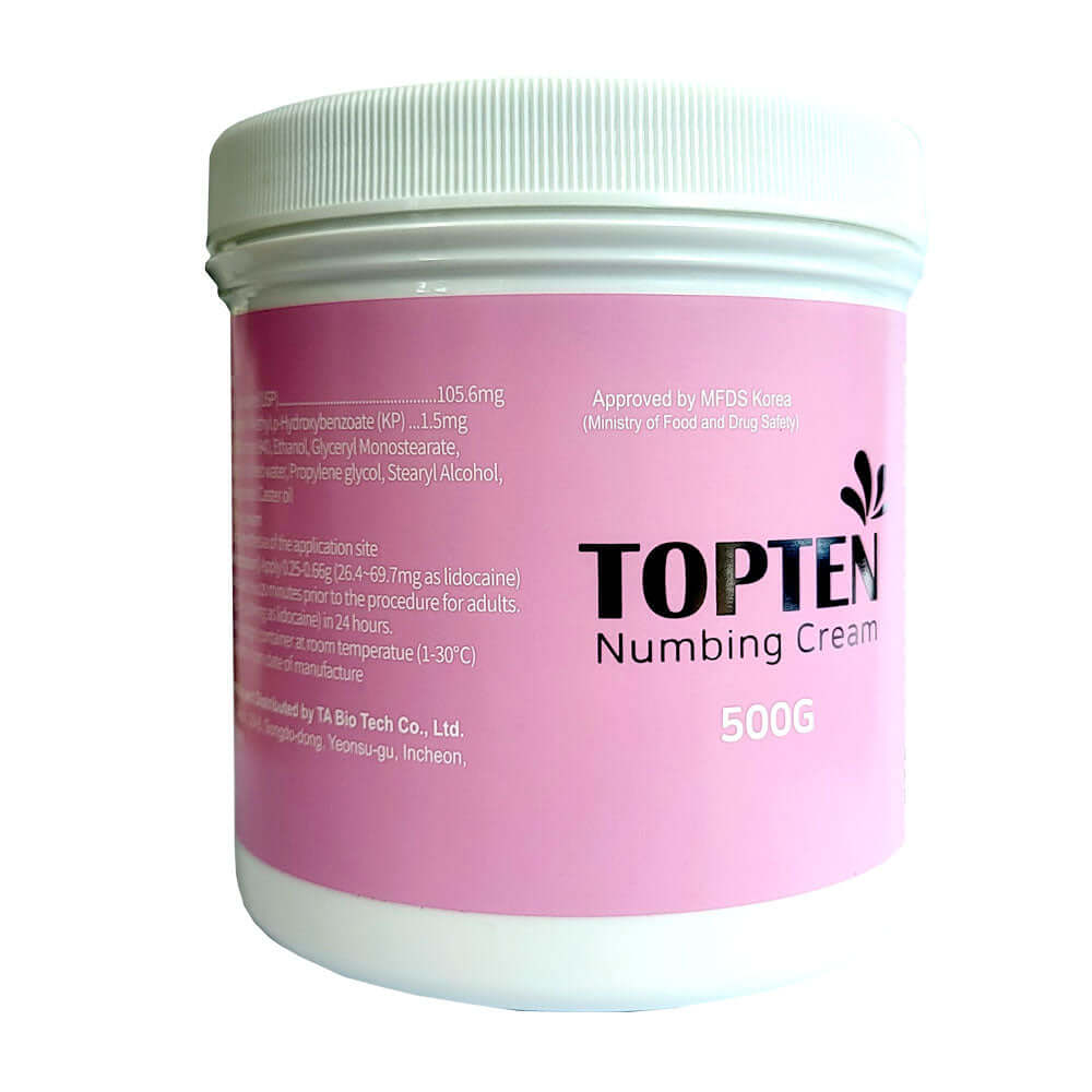 TopTen Lydo Cream 500g, a professional topical numbing agent for aesthetic procedures and effective client comfort.