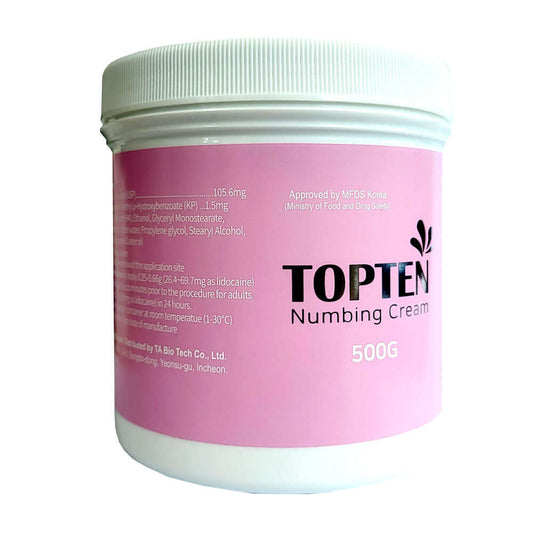 TopTen Lydo Cream 500g, a professional topical numbing agent for aesthetic procedures and effective client comfort.