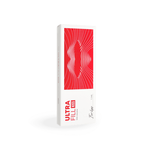 ULTRAFILL Kiss soft gel packaging for lip enhancement and fine lines, featuring Nutrination benefits.