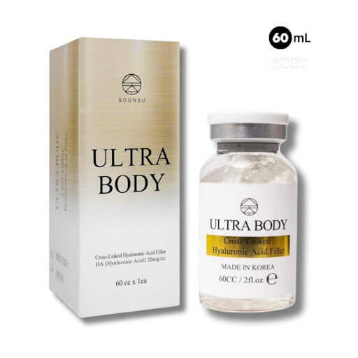 ULTRA BODY Hyaluronic Acid Filler 60ml for body restoration, designed for volume enhancement in buttocks and breasts.