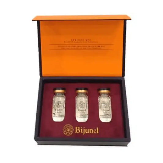 Bijunel Beauty-Line packaging displaying three 10ml bottles of natural fat-dissolving and wrinkle-reducing solution.