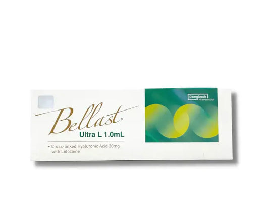 Bellast Ultra L 1.0mL hyaluronic acid dermal filler for fine lines with lidocaine, enhancing facial contours and elasticity.