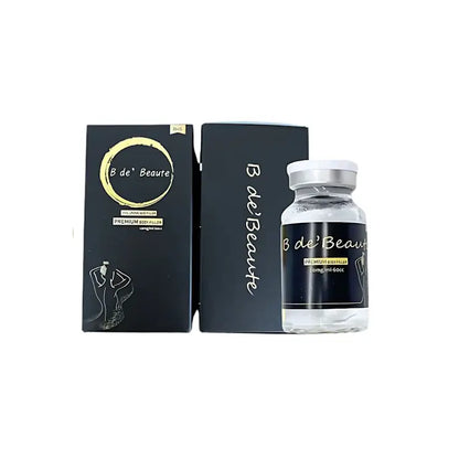 B de’ Beaute Body Filler vial and packaging, premium hyaluronic acid for body contouring and volumization.
