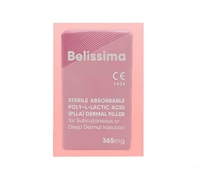 Belissima 365mg PLLA dermal filler pack, CE-certified product at Nutrination for youthful skin transformation.