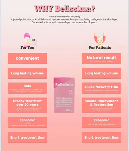 Belissima (365mg) at Nutrination: Benefits include natural results, long-lasting volume, and quick recovery.
