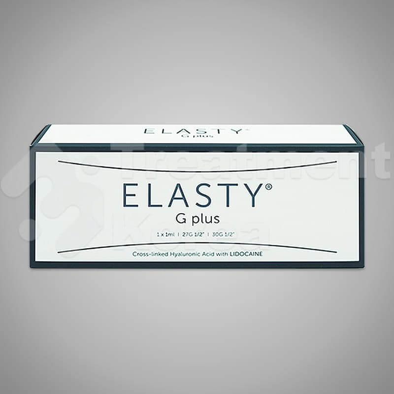 Elasty G Plus packaging from Nutrination, a high-viscosity filler for deep facial contouring and volumization.