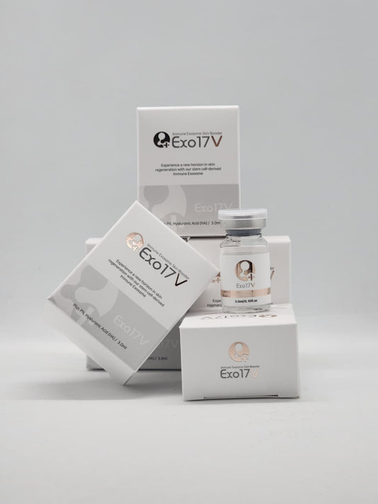 EXO 17 V by Nutrination: Next-gen exosome skin booster in a 3ml vial for rejuvenation and tissue repair.