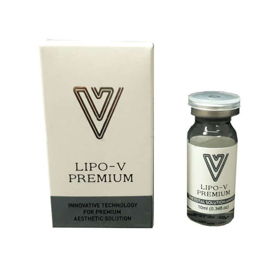 Lipo V Premium vial and packaging by Nutrination, a cutting-edge solution for targeted fat reduction.