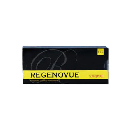 REGENOVUE SUB-Q Plus high-viscosity filler box for deep volume and facial contouring with Nutrination benefits.