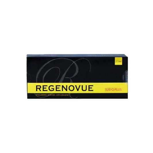 REGENOVUE SUB-Q Plus high-viscosity filler box for deep volume and facial contouring with Nutrination benefits.