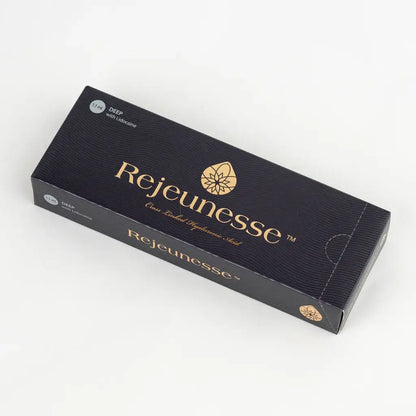 Rejeunesse Deep packaging showcasing high-concentration hyaluronic acid for wrinkles, available from Nutrination.