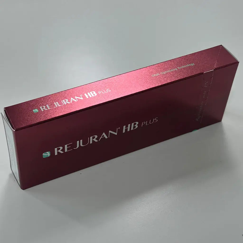 REJURAN HB Plus skin booster box for deep hydration and skin repair with hyaluronic acid and PDRN for advanced nutrination.