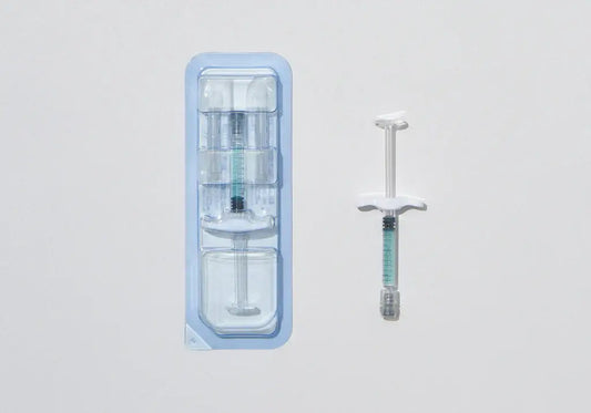 Voluderm Deep hyaluronic acid filler syringe and packaging for wrinkle treatment by Nutrination.