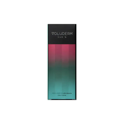 Voluderm SubQ packaging, high-density HA filler for deep facial volume, ideal for sculpting and contouring.