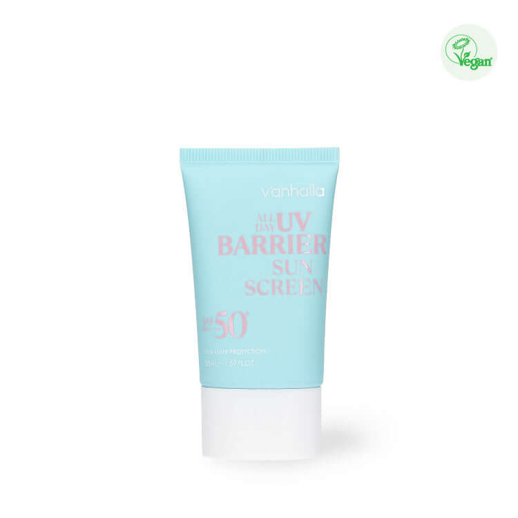 Vanhalla All day UV Barrier Sun Screen SPF 50, broad-spectrum protection with DNA-repairing PDRN and peptides, Nutrination.