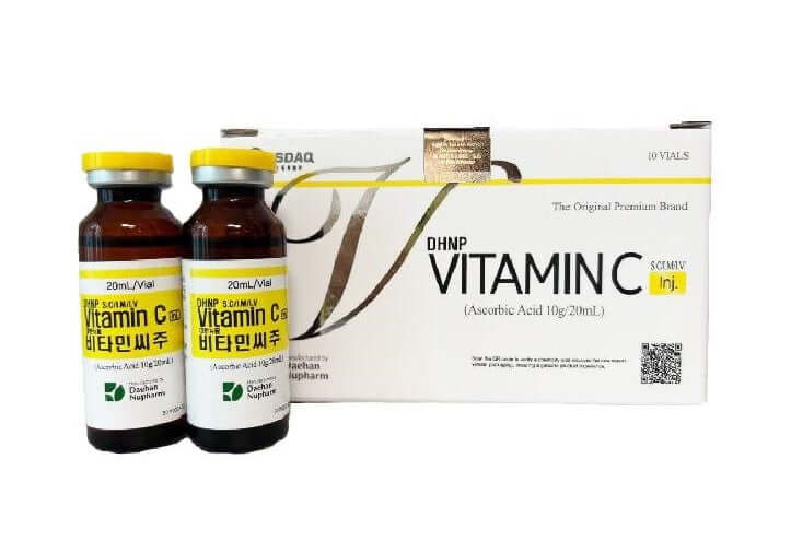 DHNP Vitamin C vials (20ml x 10) by Nutrination for immune support and skin health.