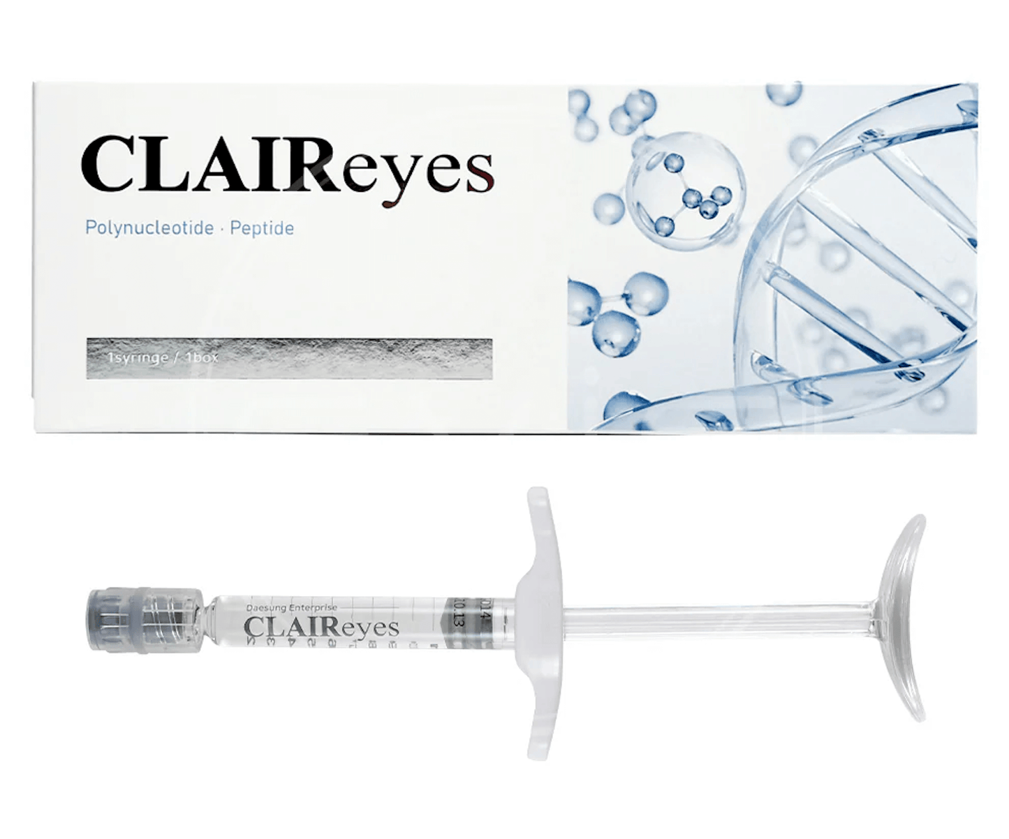 Clair Eyes polynucleotide syringe by Nutrination for reducing dark circles and puffiness under eyes.