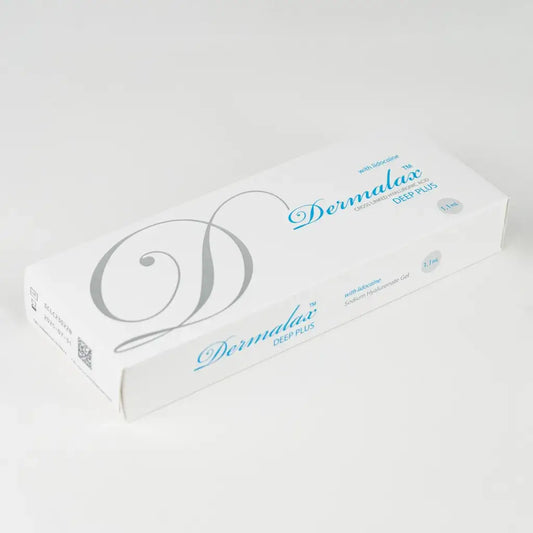 Dermalax Deep Plus packaging, 1.1ml size, for treating facial wrinkles, available at Nutrination.
