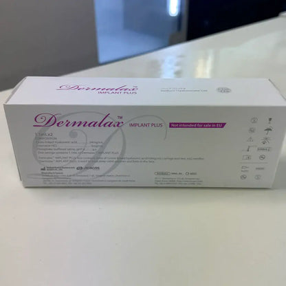 Dermalax Implant Plus packaging showcasing robust HA filler for contour and lift, essential for experienced injectors.