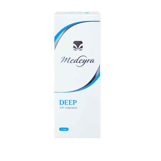 MEDEYRA Deep Gel box designed for treating moderate to deep wrinkles with lidocaine for enhanced comfort.