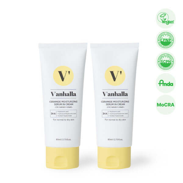 Vanhalla Ceramide Moisturizing Serum, a vegan cream for normal to dry skin, enhances hydration and restores the lipid barrier.