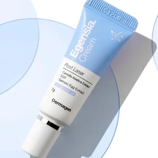 Egensia post laser cream tube, designed for sensitive skin recovery after laser treatments, enriched with soothing botanicals.