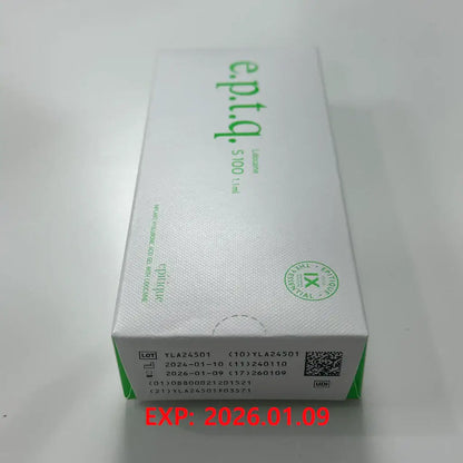 EPTQ S100 ultrafine dermal filler packaging for fine lines and lip refinement, expiration date 2026-01-09.
