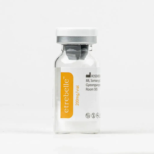 ETREBELLE 200 MG hybrid PLA and HA filler bottle for facial volume and wrinkle treatment by Nutrination.