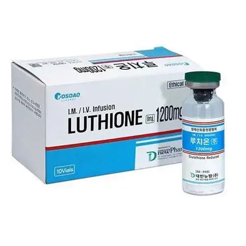 Luthione 1200mg premium glutathione injection for brightening and detox, part of Nutrination IV therapy.