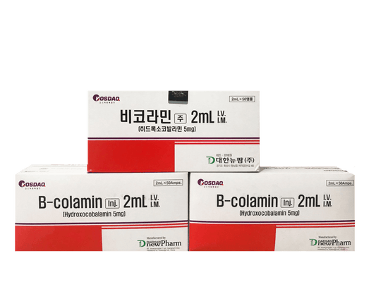 B-COLAMIN vitamin B complex support injection boxes, promoting energy metabolism and nerve function for better nutrition.