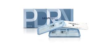 MISFILL+ PDRN regenerative complex packaging and vials for skincare nutrination and tissue regeneration.