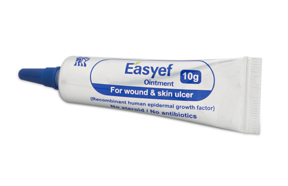 Easyef EGF ointment tube for wound healing and skin renewal, enhances recovery without scarring, 10g size.