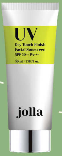 JOLLA UV Facial Sunscreen 50ml tube, offering broad-spectrum protection with reparative peptides and antioxidants.