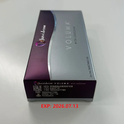 Juvederm Voluma box for cheek and midface volume restoration with Vycross technology. Nutrination included.
