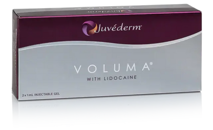 Juvederm Voluma package with lidocaine for cheek and midface volume restoration by Nutrination.