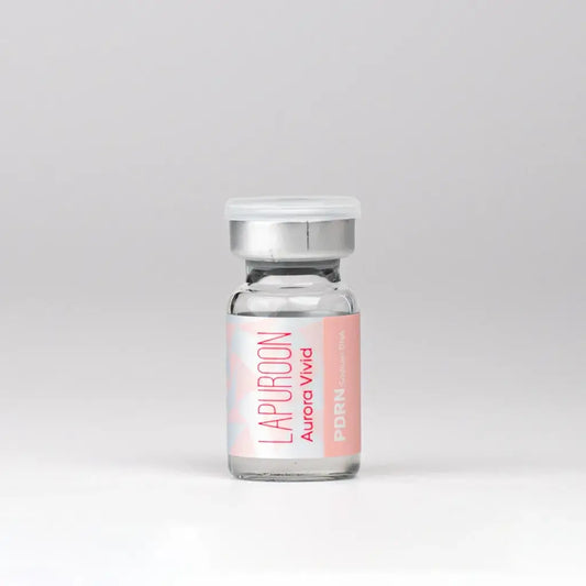 LAPUROON AURORA VIVID PDRN vial for skin regeneration and nutrination in a sleek design, promoting vibrant skin.