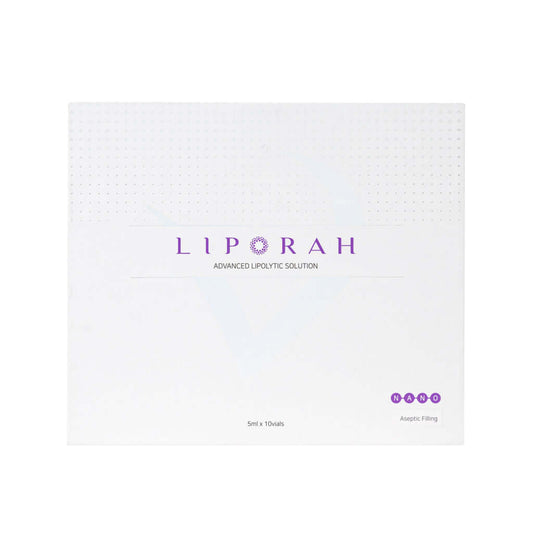 LIPORAH V advanced lipolytic solution packaging for facial contouring and skin renewal, 5ml x 10 vials.
