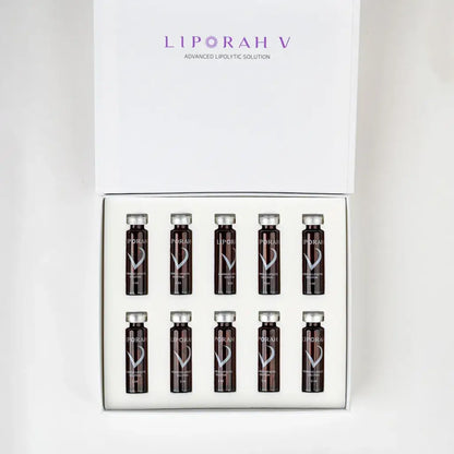 LIPORAH V facial sculpting solution in a box with 10 vials for skin renewal and contouring.