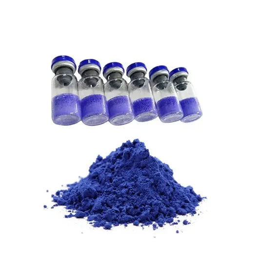 Nutrination GHK-CU Copper peptide in vials and powder, ideal for cosmetic creams to enhance skin elasticity and reduce fine lines.