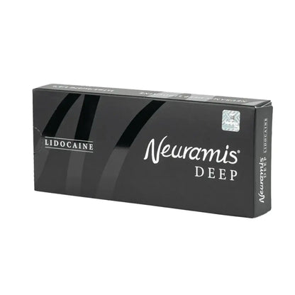 Neuramis Deep with Lidocaine box for effective wrinkle correction and mid-face volume enhancement.