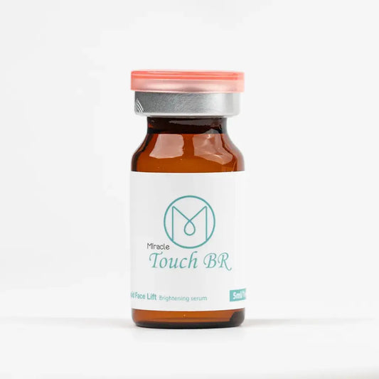 TOUCH BR Nutrination Booster in amber vial for skin regeneration and hydration, featuring DNA chains for balanced renewal.