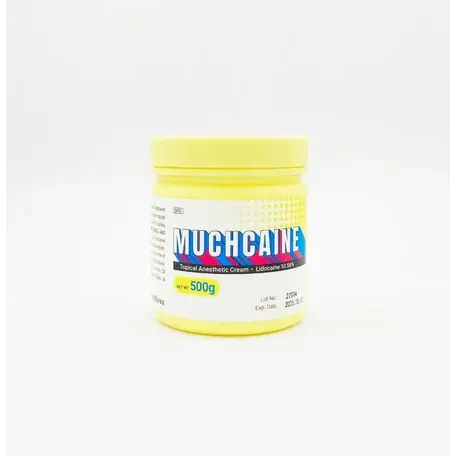 Muchcain 500g cream jar for painless cosmetic procedures and quick pain relief.