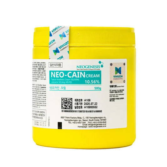 NeoCain 500g topical numbing cream, featuring rapid relief for aesthetic procedures and deep dermal numbing.