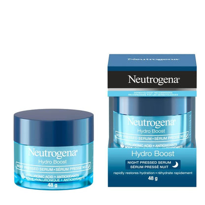 Neutrogena Hydro Boost Hydrogel Jar and Box, enriched with hyaluronic acid, enhances hydration and restores skin moisture.