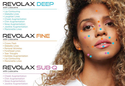 Revolax Deep, Fine, Sub-Q filler options for various facial augmentations from Nutrination.