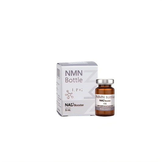 NMN Bottle NAD+ 5ml vials for energy and skin repair by Nutrination, promoting cellular vitality and anti-aging.